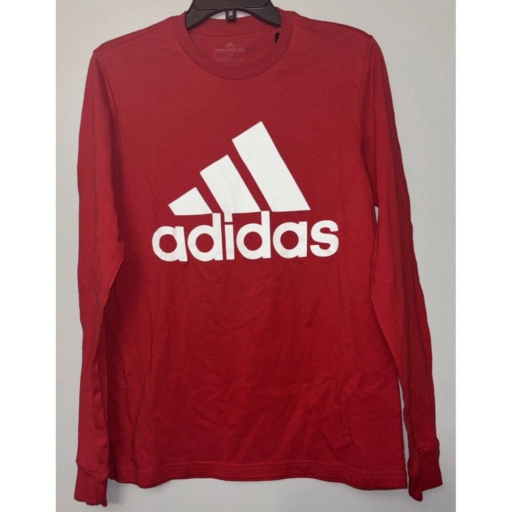 NWT Adidas Mens Shirt Size Small Red Active Long Sleeve T-shirt Athletic